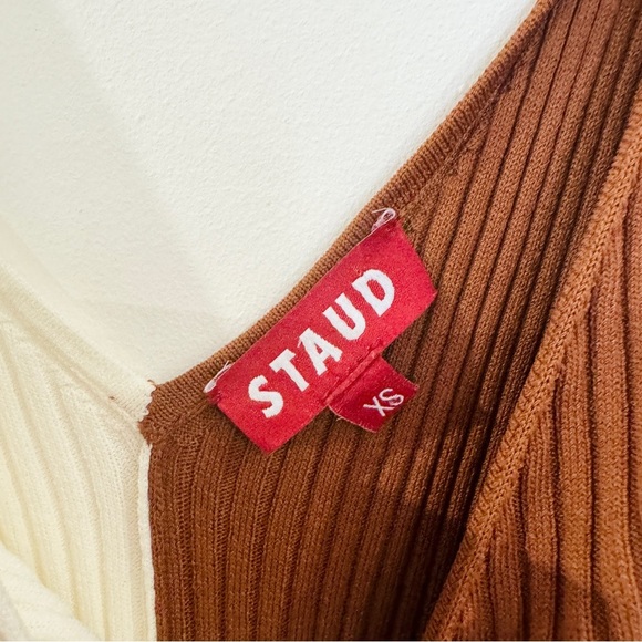 Staud Dana block dress in cream and brown EUC - Picture 9 of 11